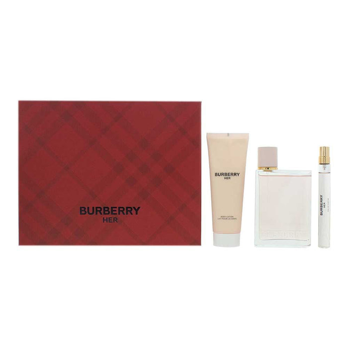 Burberry Her 3 Piece Gift Set: EDP 100ml - Body Lotion 75ml - EDP 10ml For Women