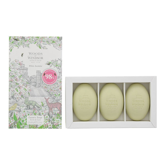 Woods Of Windsor White Jasmine 3 Piece Gift Set: Soap 3 x 60g Unisex