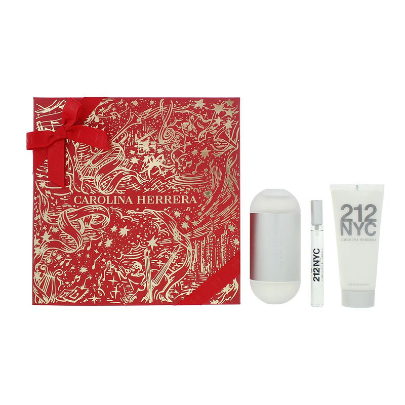 Carolina Herrera 212 NYC 3pc Gift Set EDT 100ml  10ml  Body Lotion Women