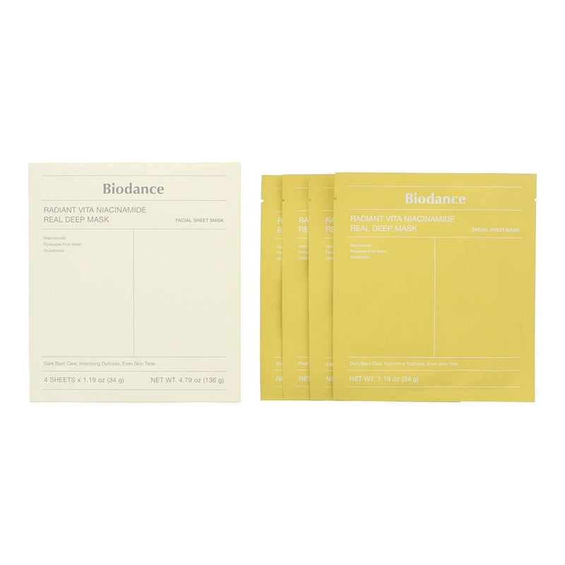 Biodance Radiant Vita Niacinamide Real Deep Mask Sheet 4 x 34g For Women