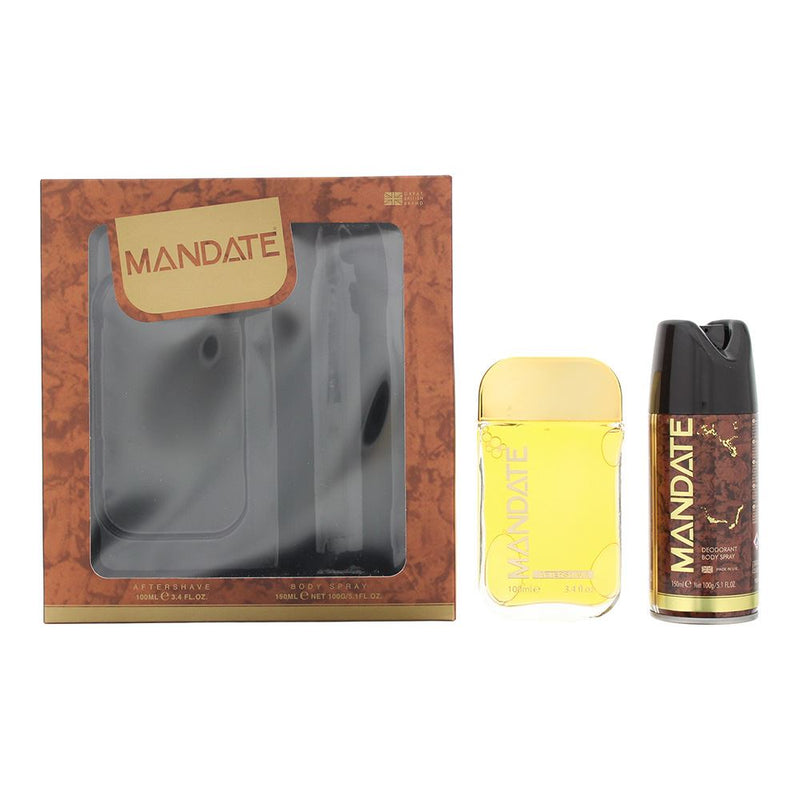Mandate 2 Piece Gift Set: Aftershave 100ml - Body Spray 150ml For Men