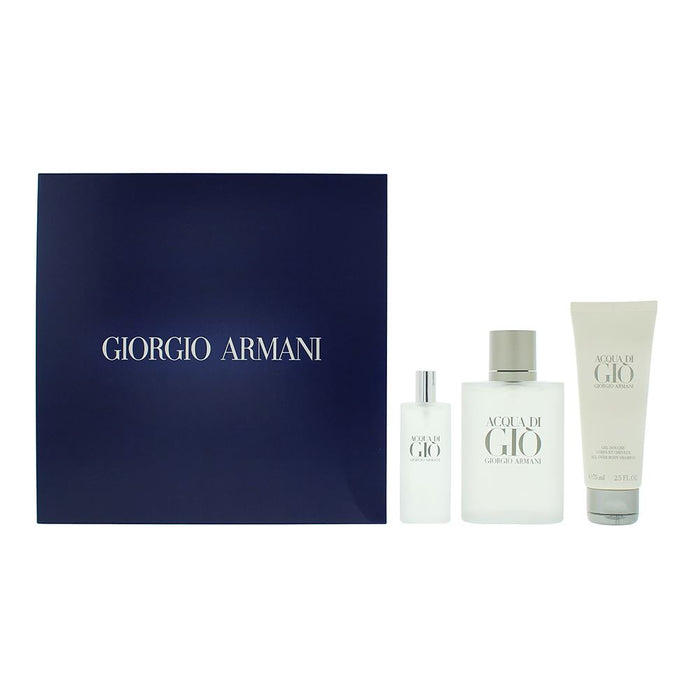 Giorgio Armani Acqua Di Gio 3 Pcs Gift Set EDT 100ml Shower Gel 75ml EDT 15ml