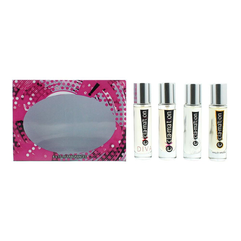 Coty Exclamation Gift Set: Diva EDP,Cologne,Minx EDP,Wild Musk EDT 15ml