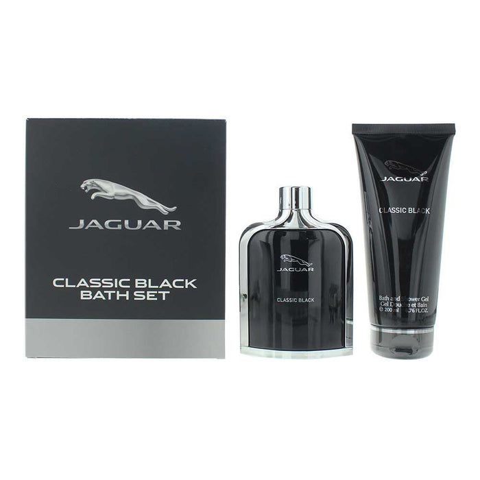 Jaguar Classic Black 2 Piece Gift Set: EDT 100ml - Bath Shower Gel 200ml For Men