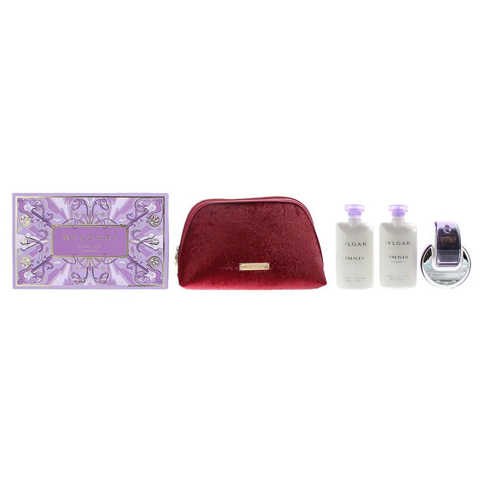 Bulgari Omnia Amethyste Gift Set: EDT 65ml - EDT 75ml - Body Lotion 75ml - Pouch