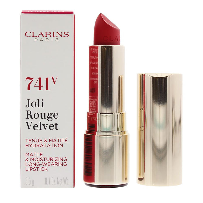 Clarins Joli Rouge Velvet Matte Long Wearing Lipstick 741V Red Orange 3.5g