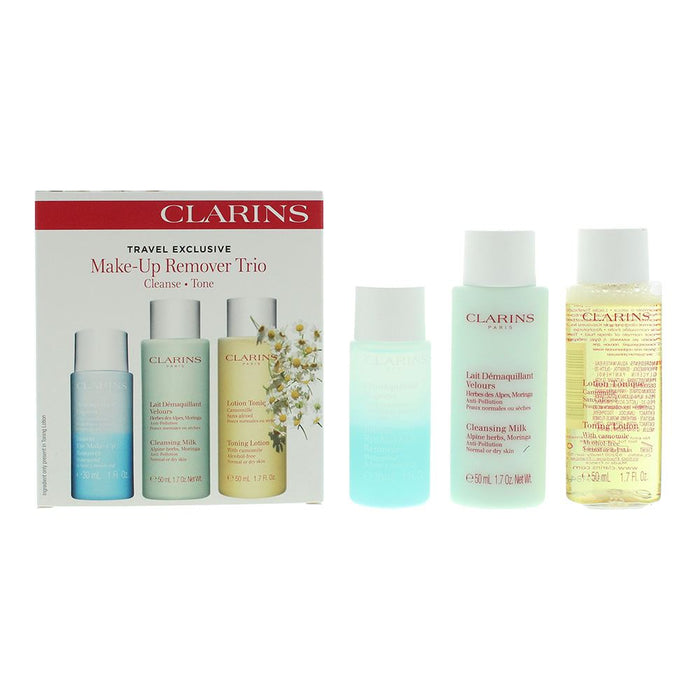 Clarins Set: Eye Make-Up Remover 30ml - Cleansing Milk 50ml - Toning Lotion 50ml