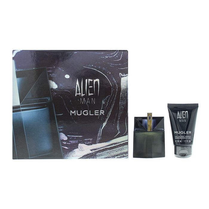 Thierry Mugler Alien Man Gift Set: EDT 50ml Refillable Hair Body Shampoo 50ml
