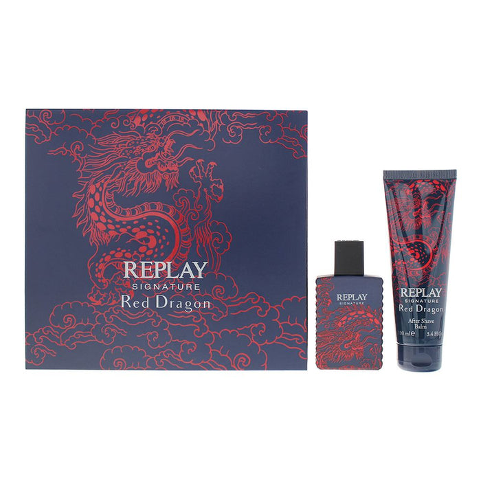 Replay Signature Red Dragon For Man 2 Piece Gift Set For Men