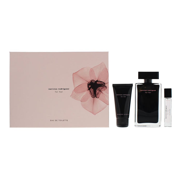 Narciso Rodriguez For Her 3 Pcs Gift Set:EDT 100ml - EDT 10ml - Body Lotion 50ml