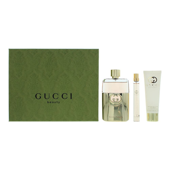 Gucci Guilty 3 Pcs Gift Set: EDP 90ml - EDP 10ml - Body Lotion 100ml Women Spray