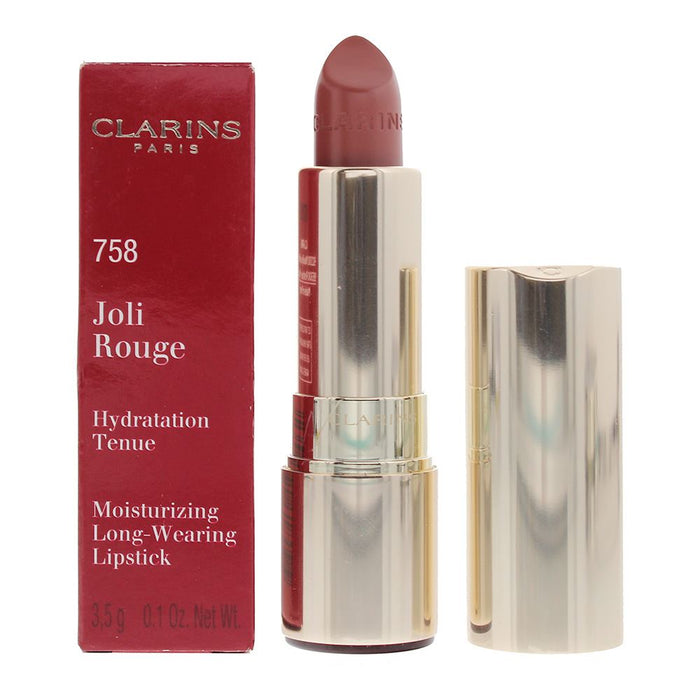 Clarins Joli Rouge Long Wearing No.758 Sandy Pink Lipstick 3.5g