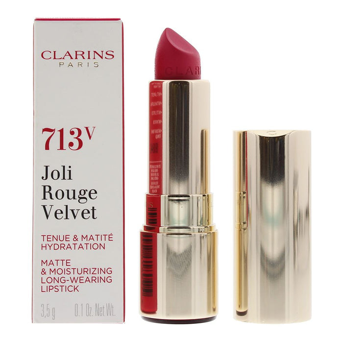 Clarins Joli Rouge Velvet Matte Long Wearing Lipstick 713V Hot Pink 3.5g