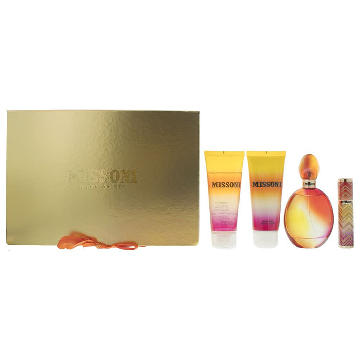 Missoni EDT 100ml +S/Gel 100ml +B/Lotion 100ml +EDT Rollerball 10ml Gift Set Women