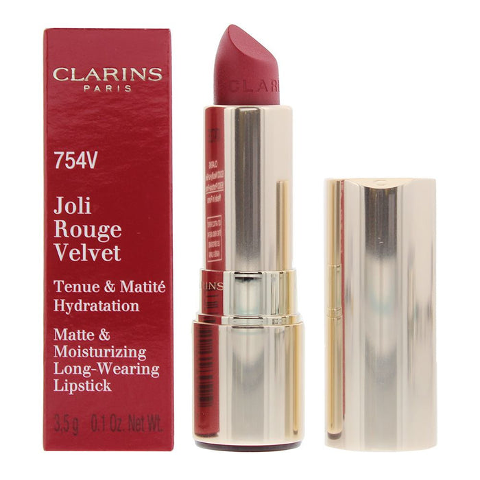 Clarins Joli Rouge Velvet Matte Long Wearing Lipstick 754V Deep Red 3.5g