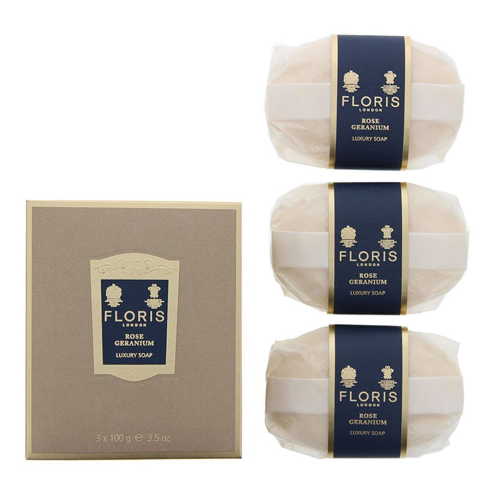 Floris Rose Geranium Luxury Soap 3 x 100g