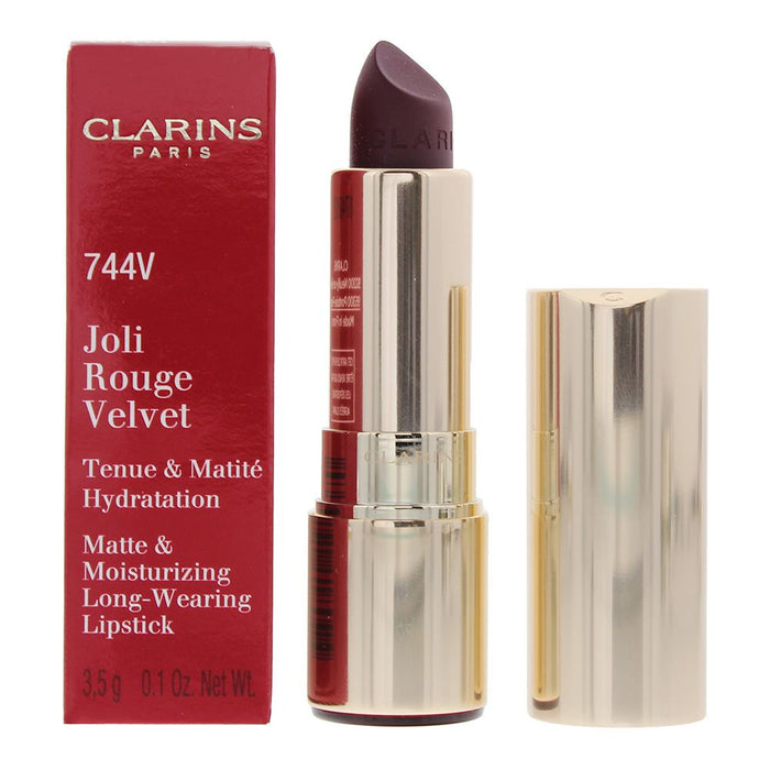 Clarins Joli Rouge Velvet Matte & Moisturising Long Wearing Lipstick #744V Plum