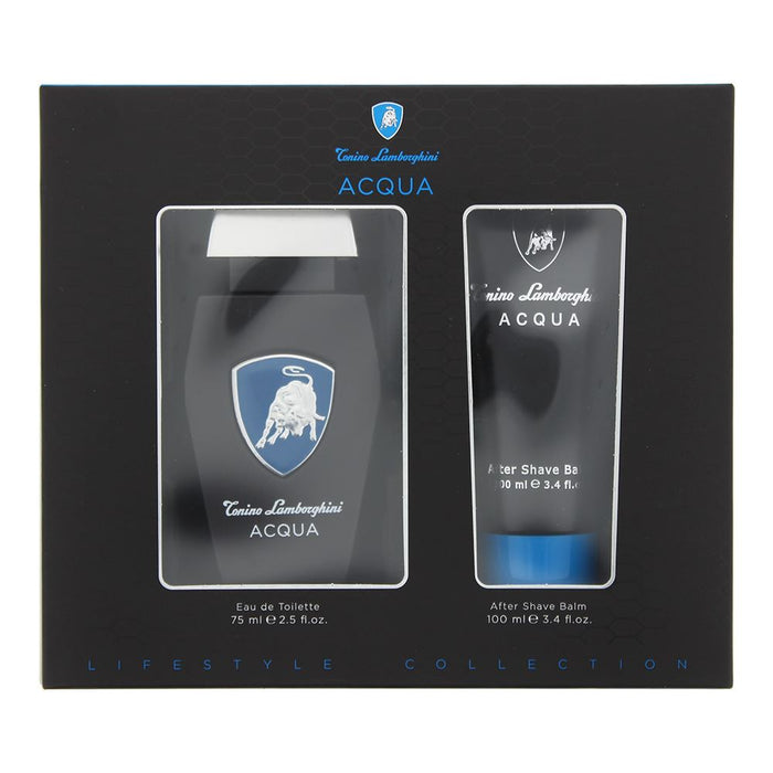 Lamborghini Acqua 2 Piece Gift Set: EDT 75ml Aftershave Balm 100ml For Men